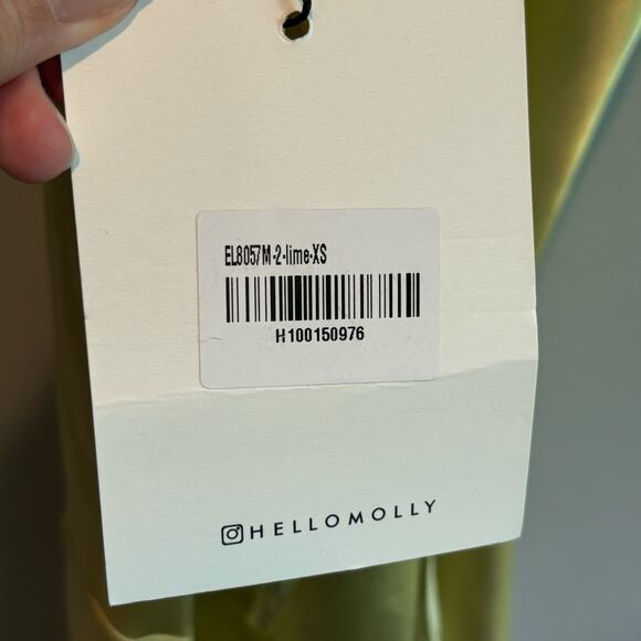 Hello Molly NWT Drinks on Me Satin Midi Dress in Lime - size XS - Picture 9 of 9